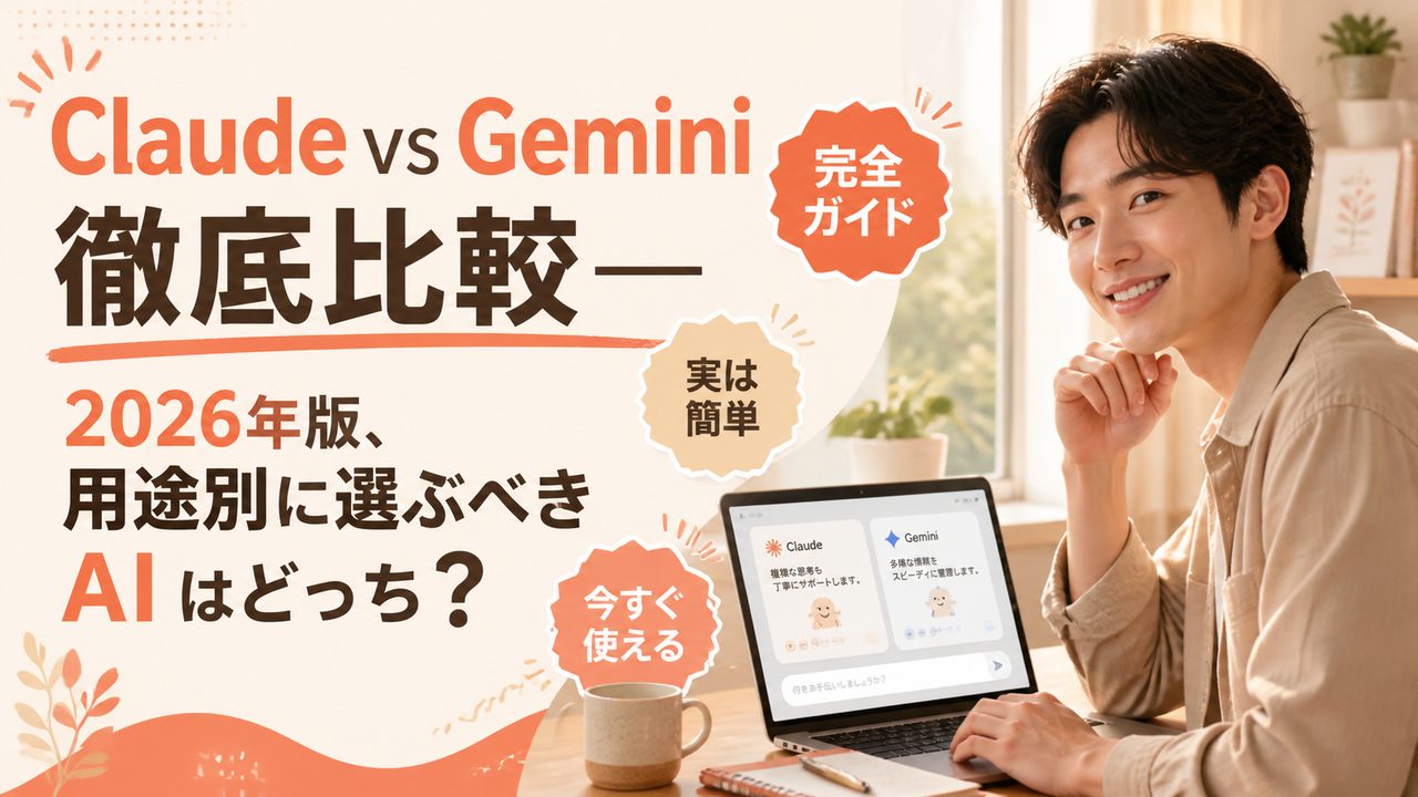 Claude vs Gemini 徹底比較 — 2026年版、用途別に選ぶべき AI はどっち？