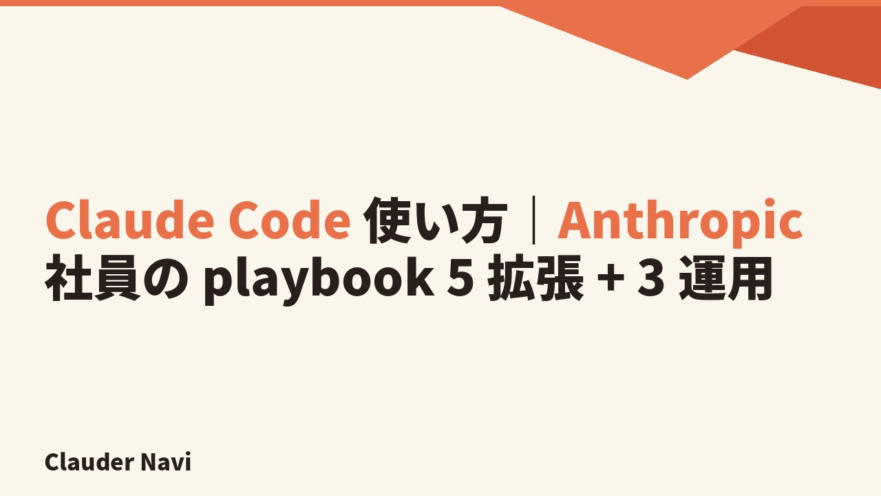 Claude Code 使い方｜Anthropic 社員の playbook 5 拡張 + 3 運用