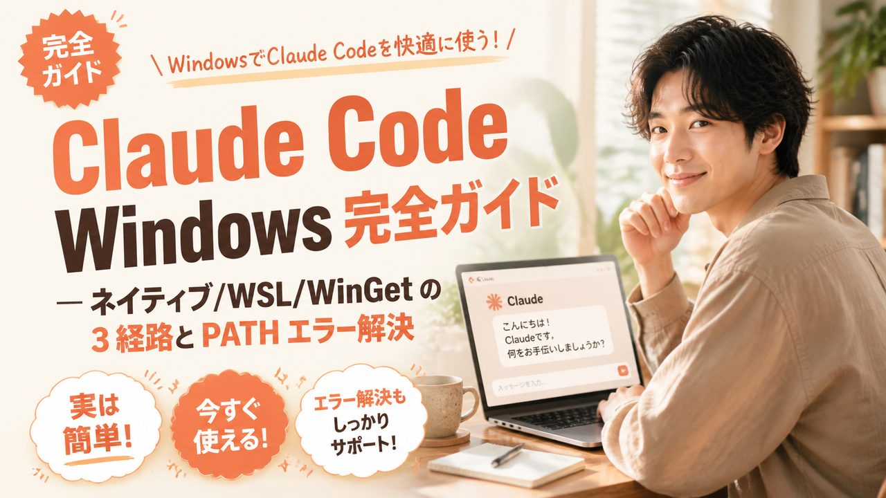 Claude Code Windows 完全ガイド — ネイティブ/WSL/WinGet の 3 経路と PATH エラー解決