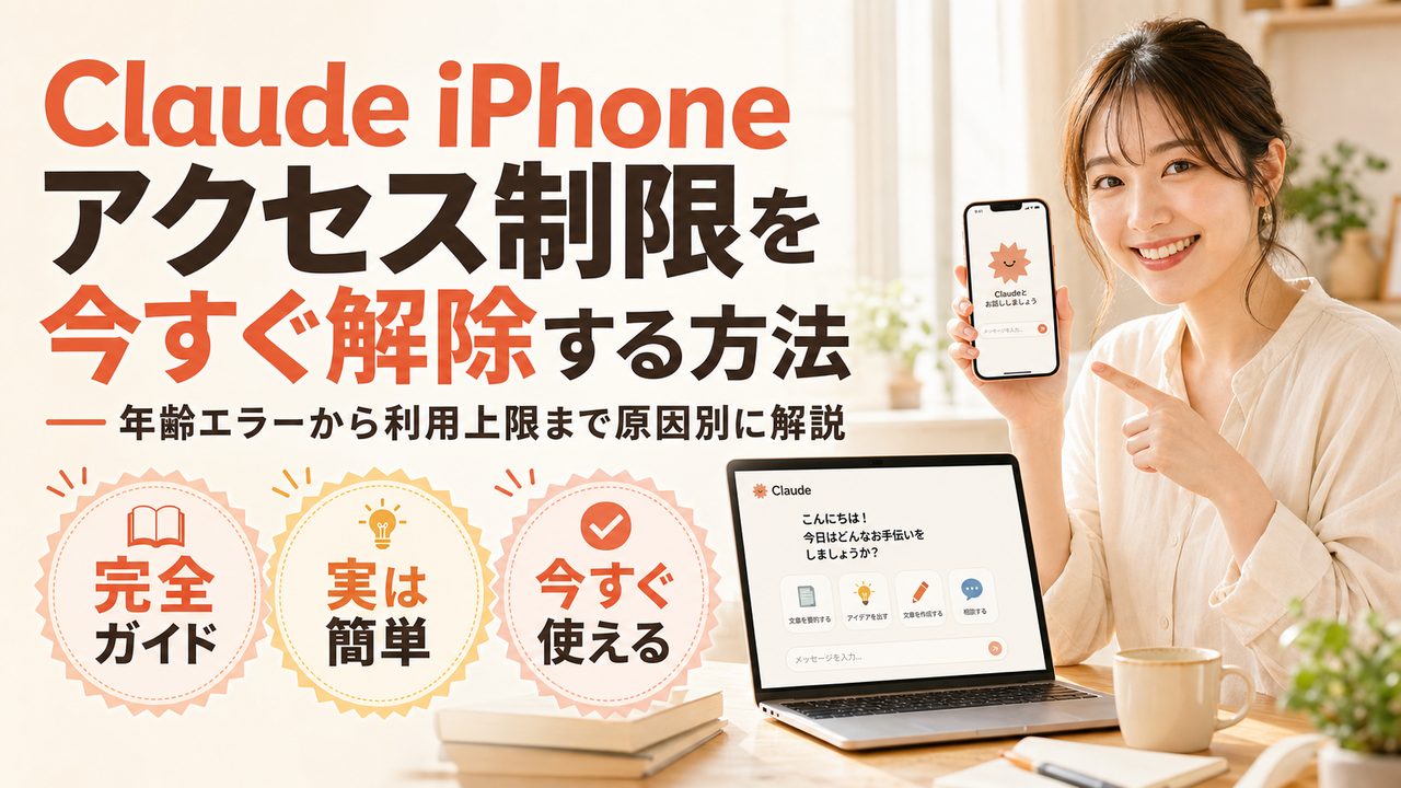 Claude iPhone アクセス制限を今すぐ解除する方法 — 年齢エラーから利用上限まで原因別に解説
