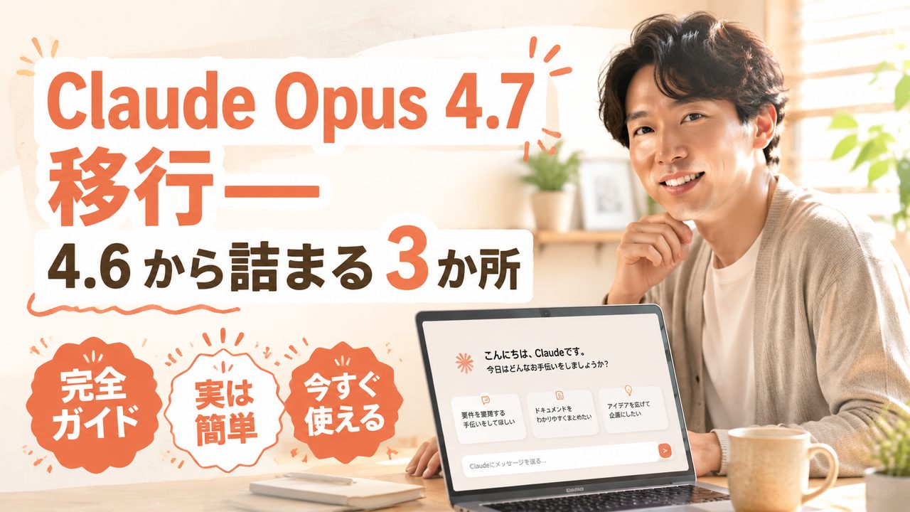 Claude Opus 4.7 移行 — 4.6 から詰まる 3 か所