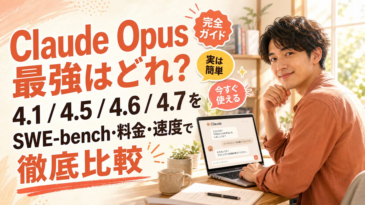 Claude Opus 最強はどれ?  4.1 / 4.5 / 4.6 / 4.7 を SWE-bench・料金・速度で徹底比較