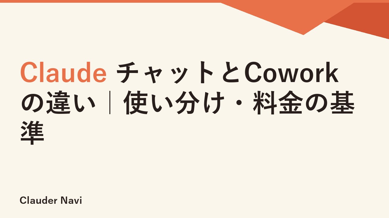 Claude チャットとCoworkの違い｜使い分け・料金の基準