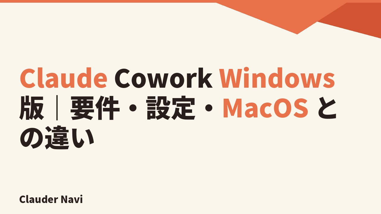 Claude Cowork を Windows で動かす — 要件・設定・macOS との違い