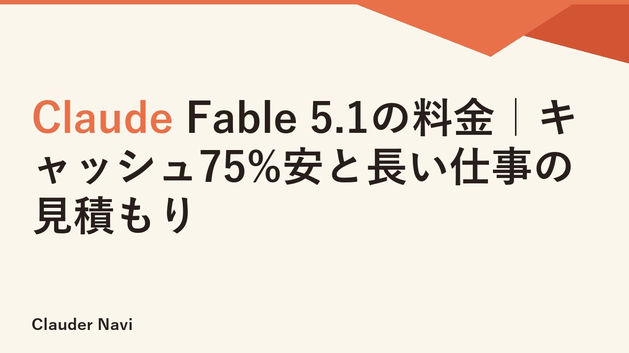 Claude Fable 5.1の料金｜キャッシュ75%安と長い仕事の見積もり