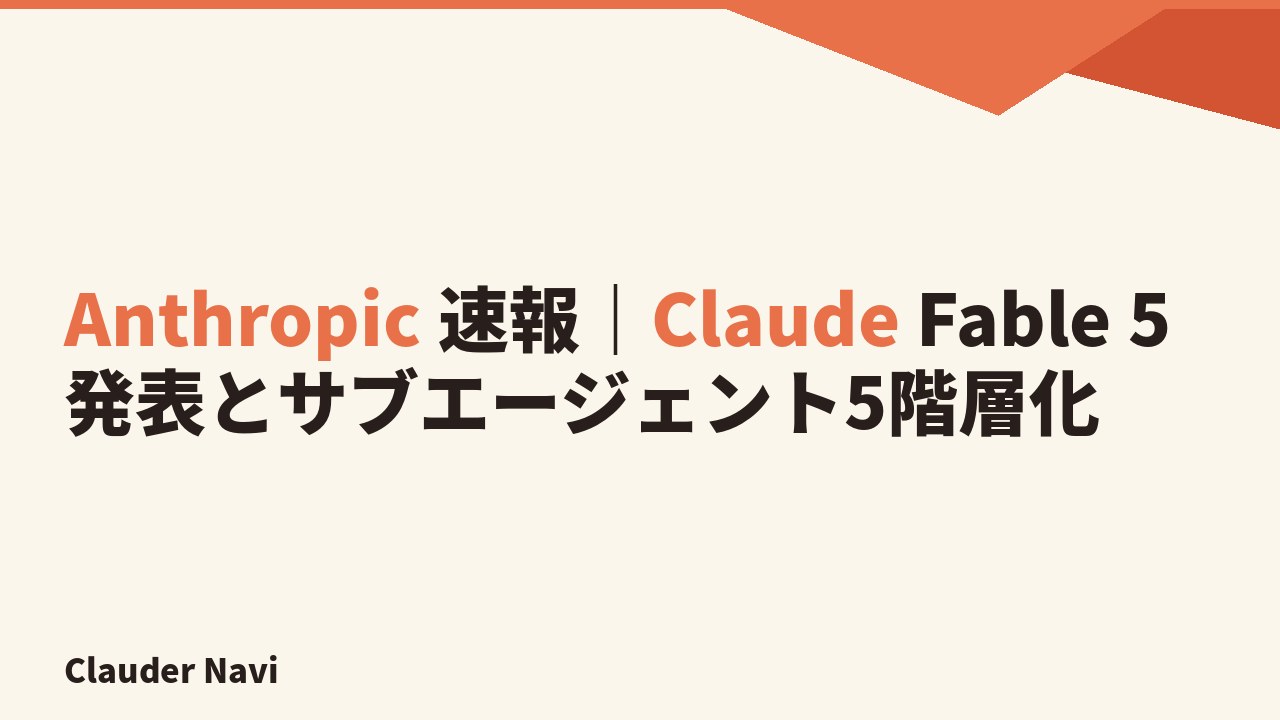 Anthropic 速報|Claude Fable 5 発表とサブエージェント5階層化